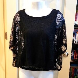 Grass Collection Black Circle Lace Top